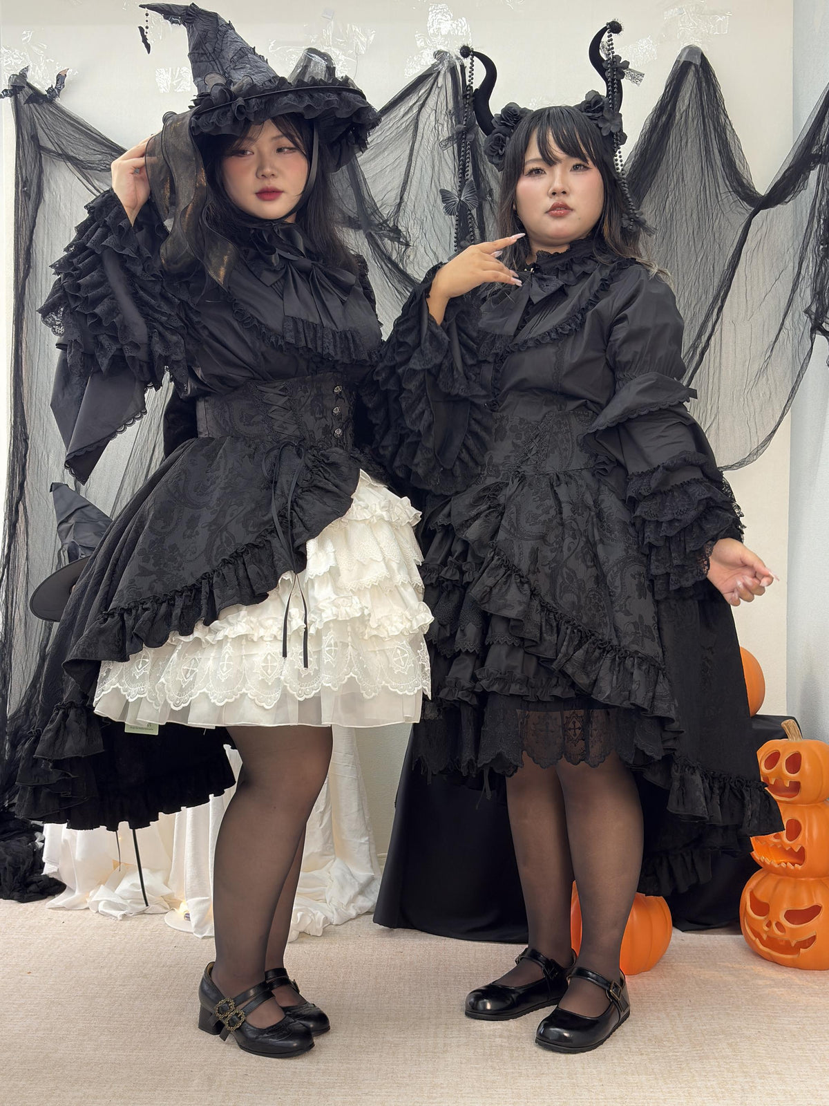 Blood Moon Rose - Gothic Lolita Plus Size Skirt with Integrated Jacquard Waist Cincher 45599:871704
