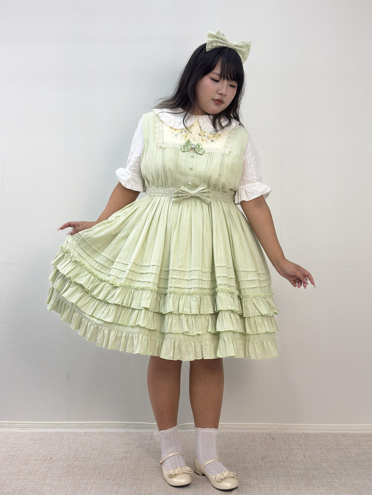 Cotton Plus Size Lolita Jumper Dress, Floral Embroidery 45595:872062