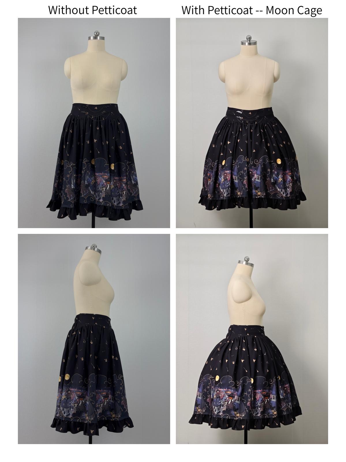 Witching Night - Halloween Gothic Lolita Plus Size Skirt, Witch-Themed Print 46090:875085