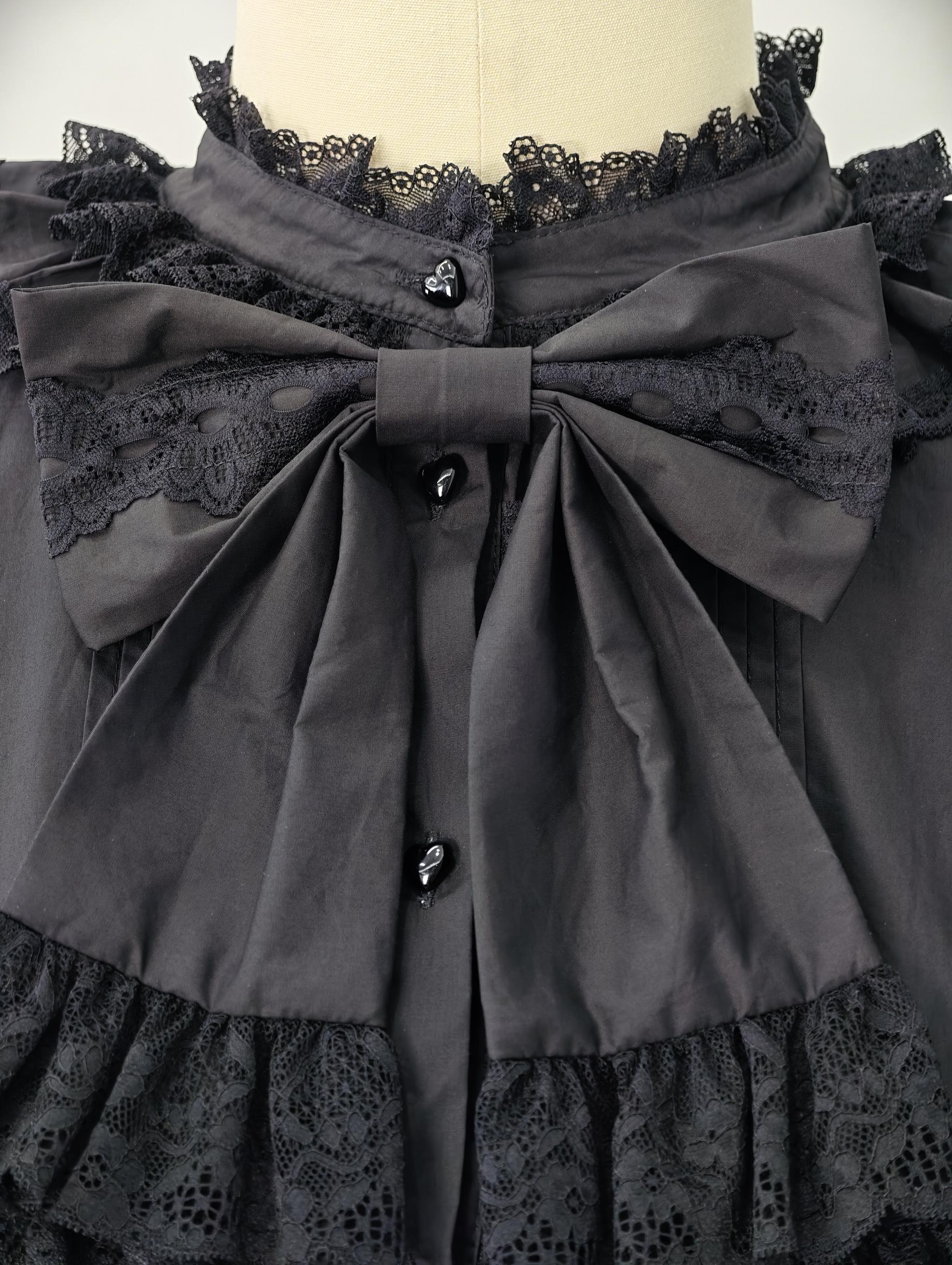 Plus Size Cotton Lolita Blouse, Princess Lace Sleeves 45596:865053