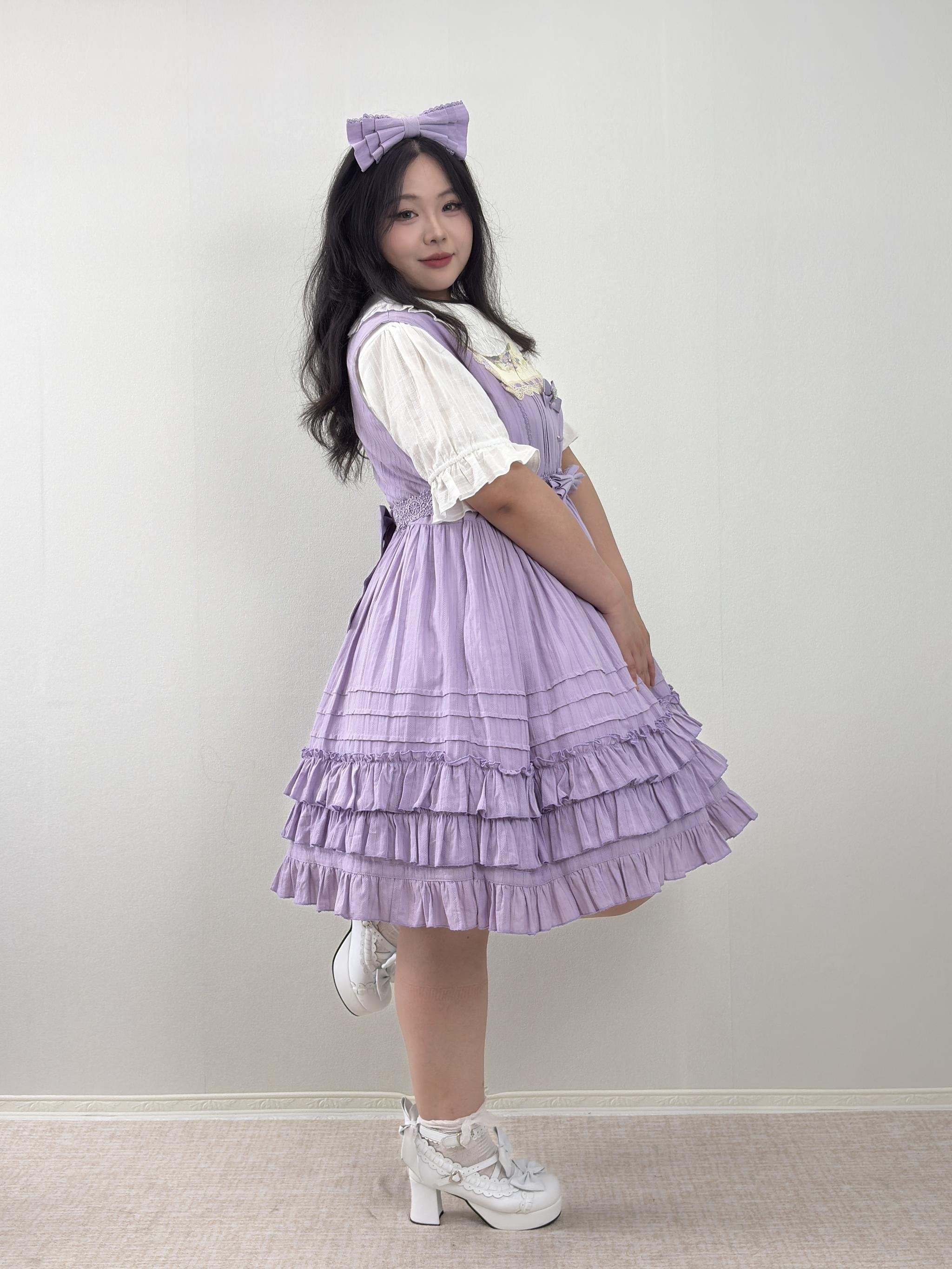 Cotton Plus Size Lolita Jumper Dress, Floral Embroidery 45595:865119