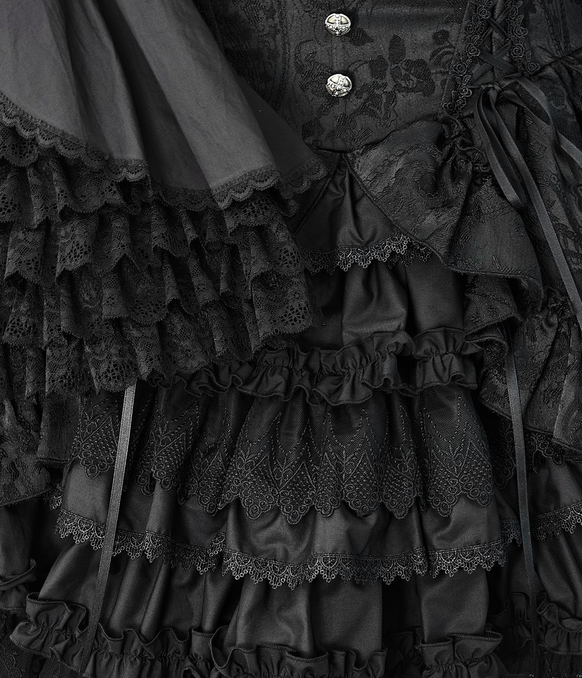 Blood Moon Rose - Gothic Lolita Plus Size Skirt with Integrated Jacquard Waist Cincher 45599:866048