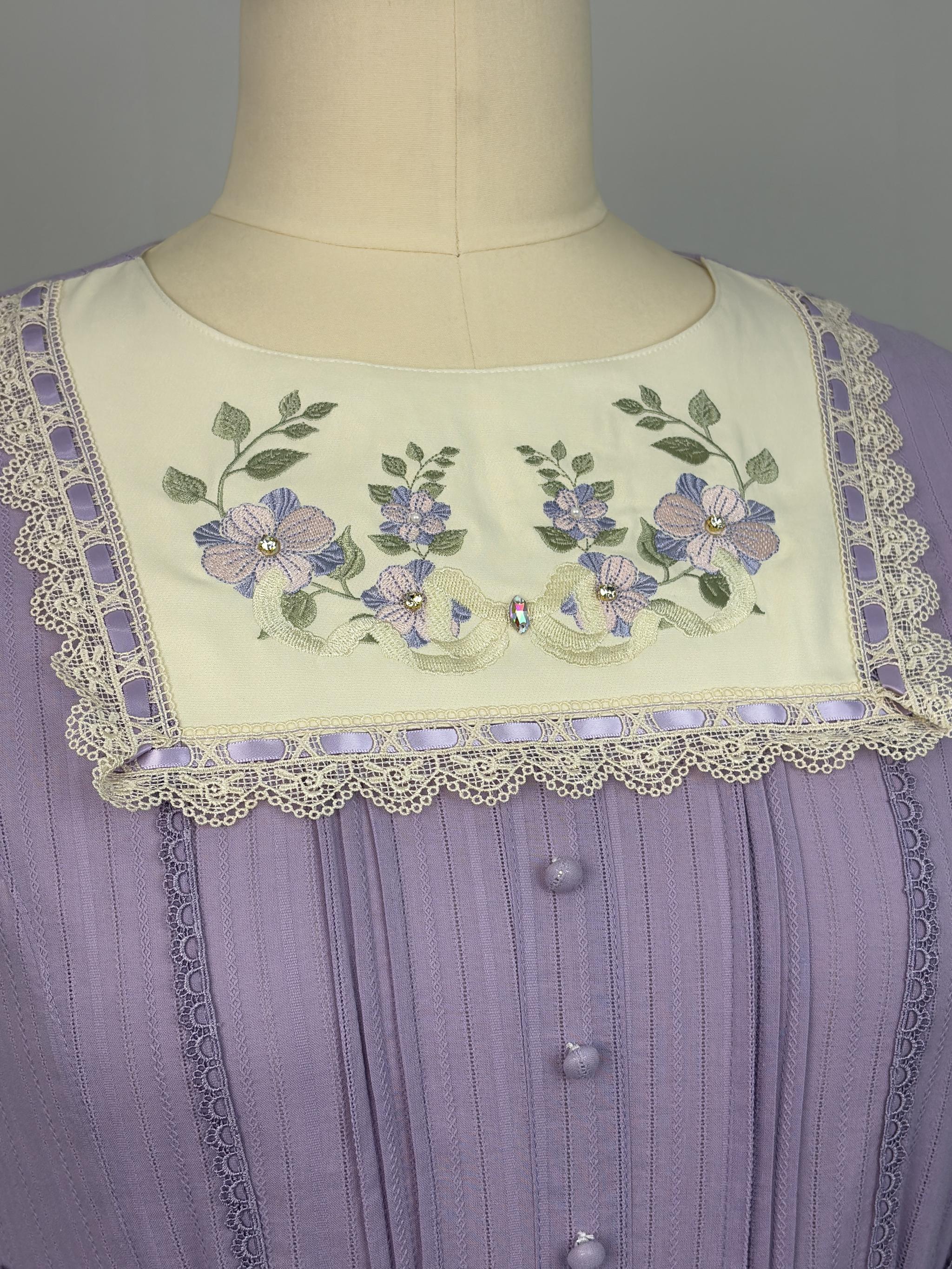 Cotton Plus Size Lolita Jumper Dress, Floral Embroidery 45595:865090