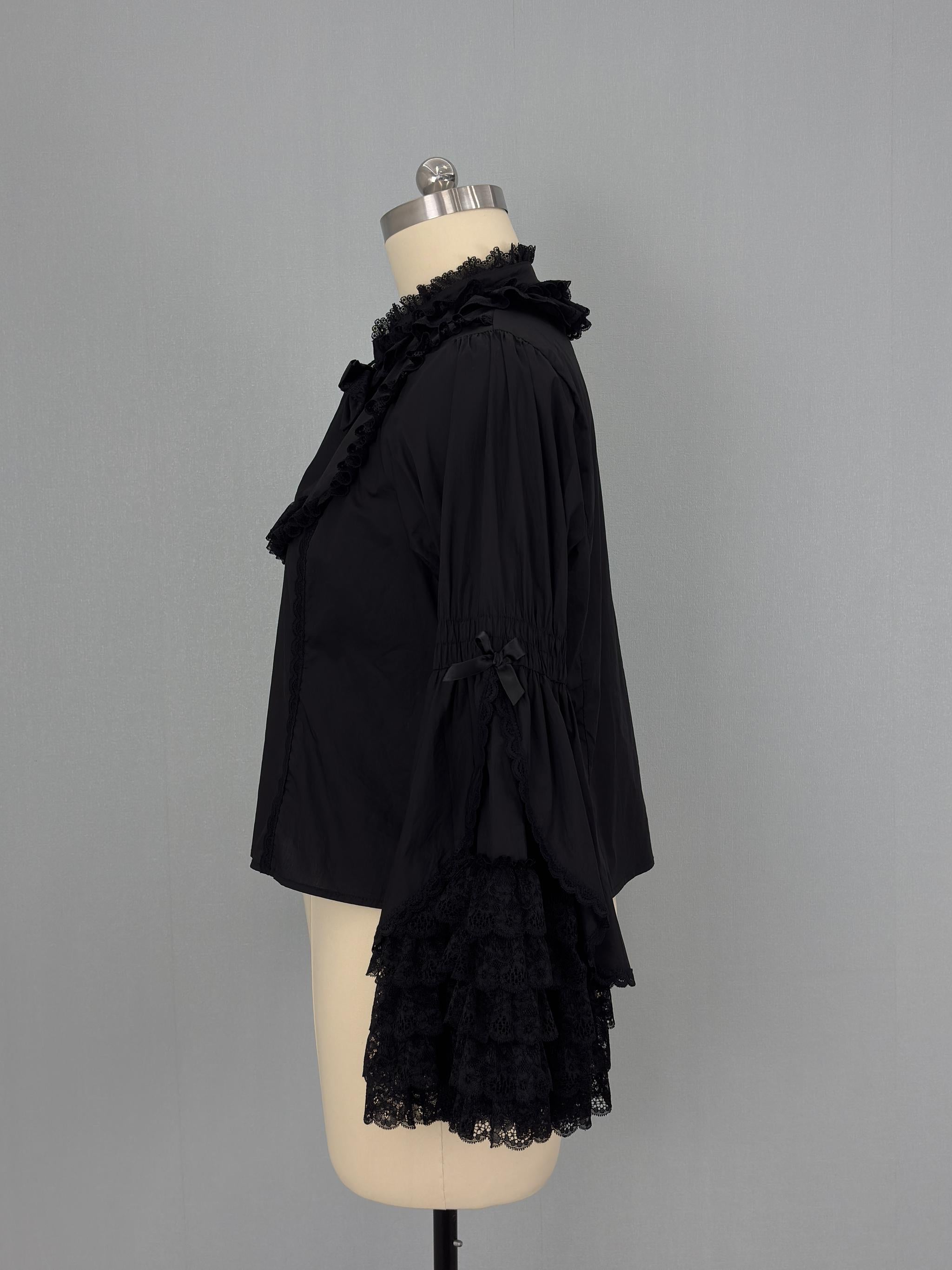 Plus Size Cotton Lolita Blouse, Princess Lace Sleeves 45596:865054