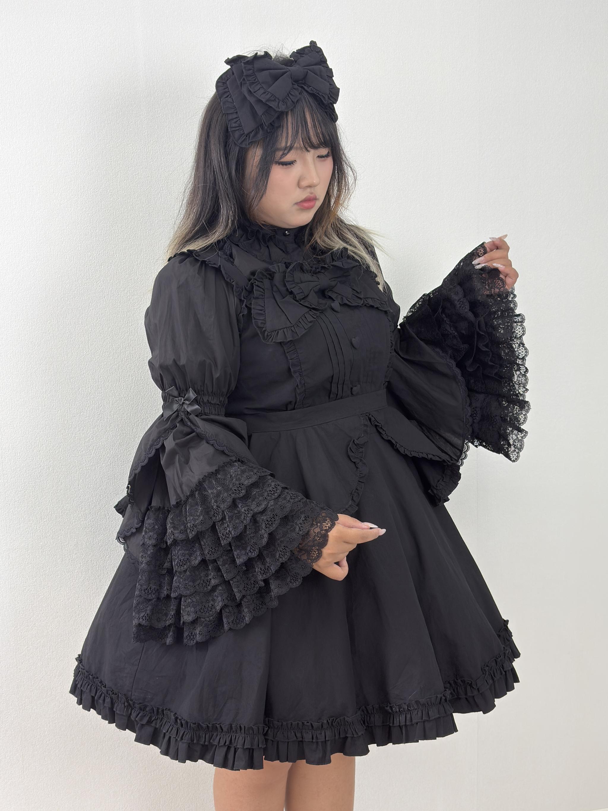 Plus Size Cotton Lolita Blouse, Princess Lace Sleeves 45596:865071