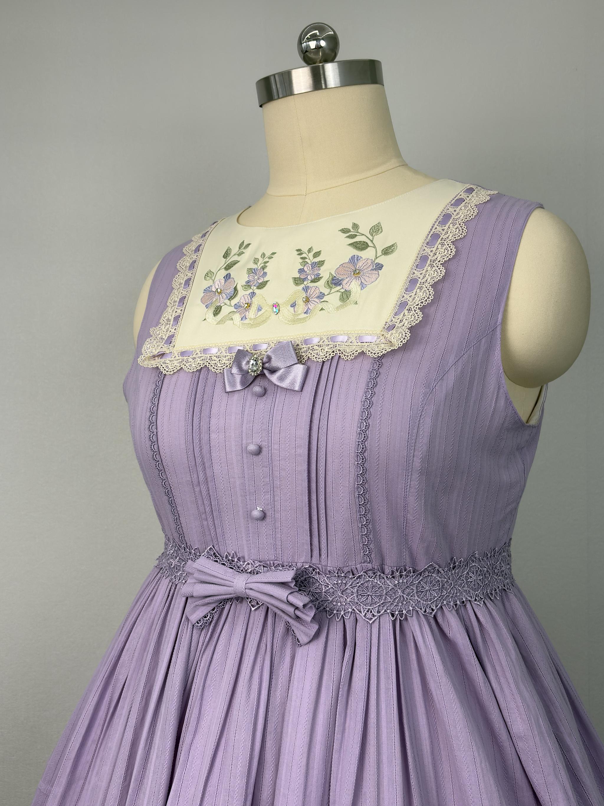 Cotton Plus Size Lolita Jumper Dress, Floral Embroidery 45595:865093