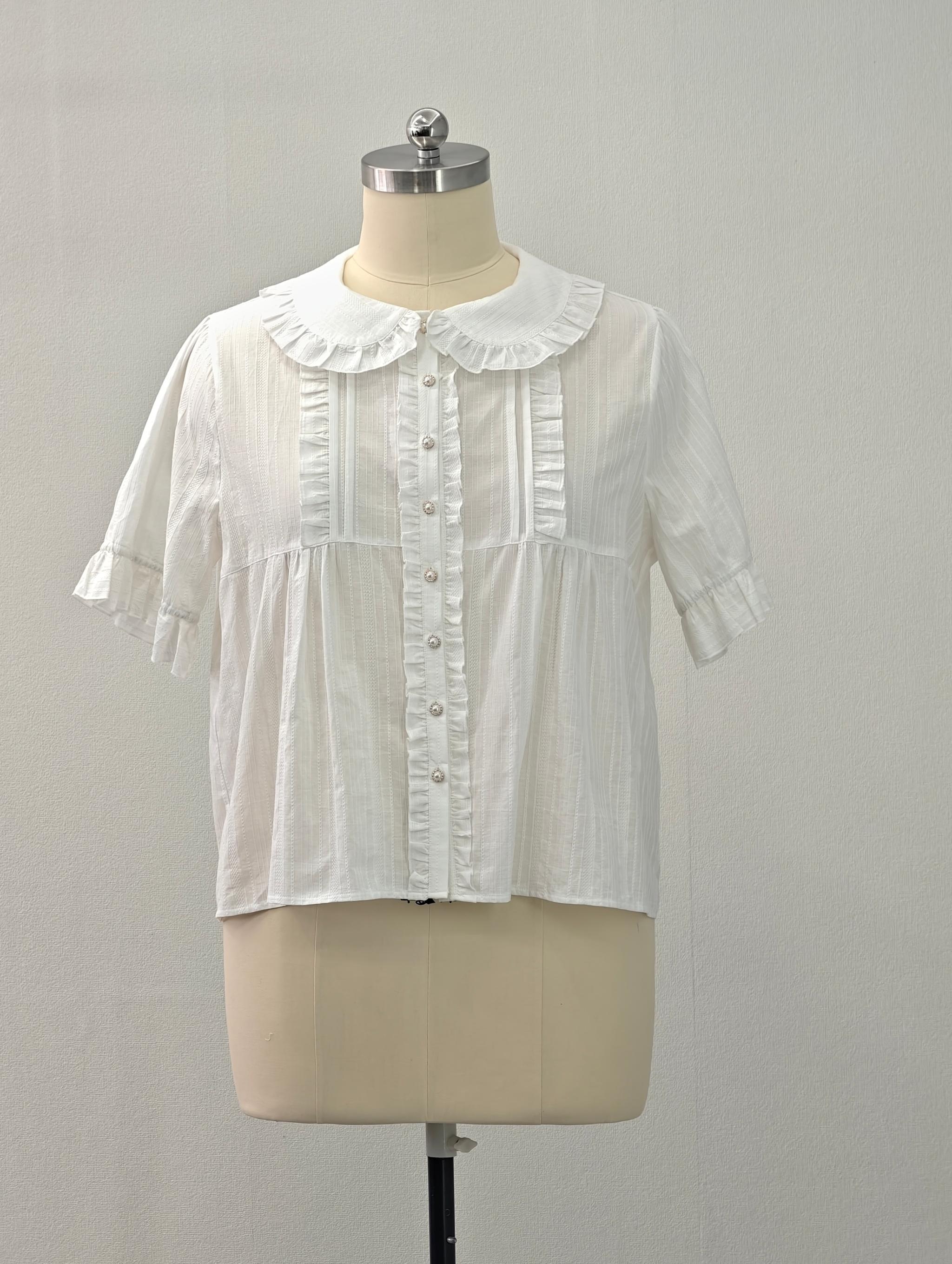 Cotton Plus Size Lolita Blouse, Peter Pan Collar 45598:866501