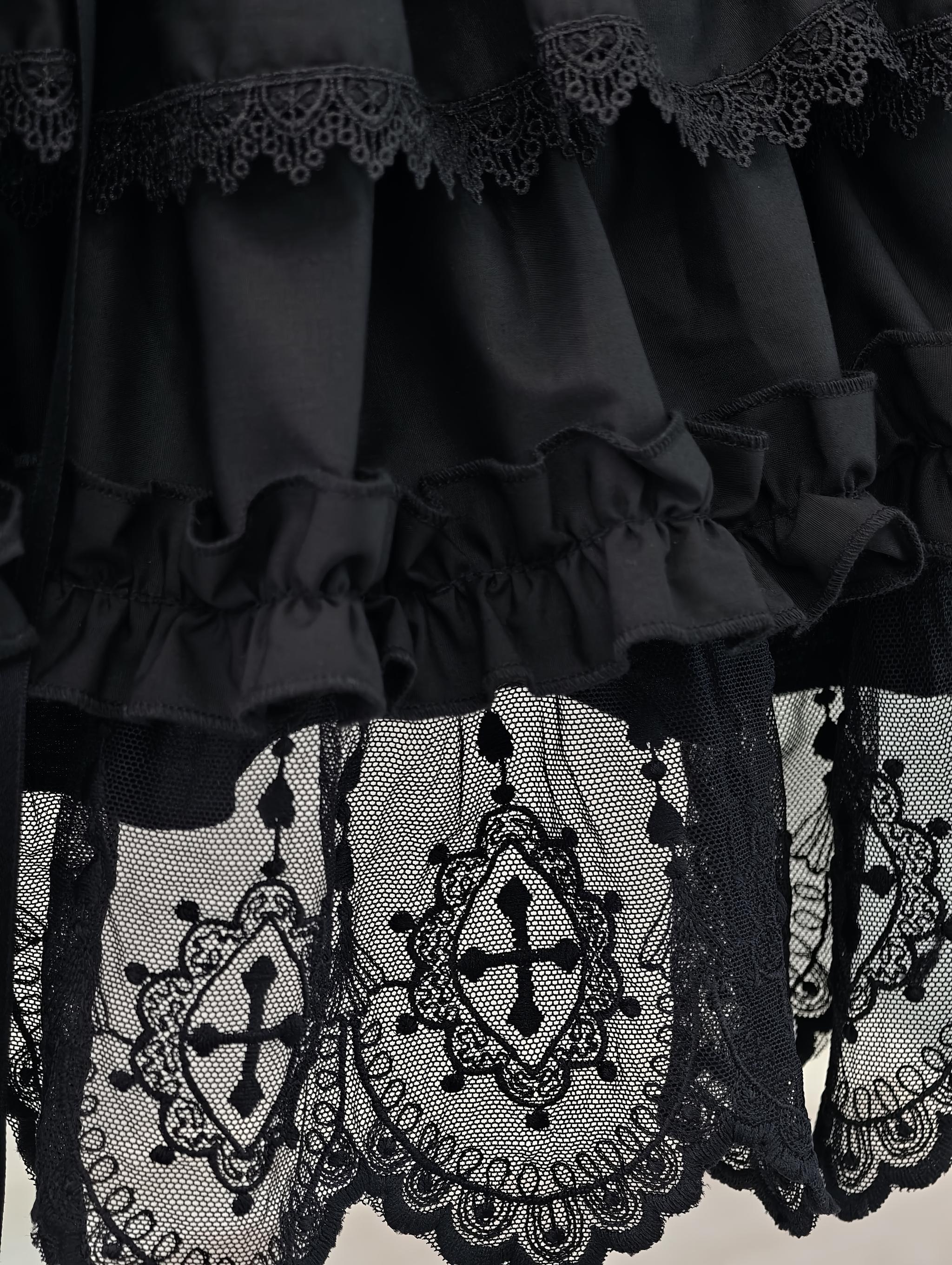 Blood Moon Rose - Gothic Lolita Plus Size Skirt with Integrated Jacquard Waist Cincher 45599:864991