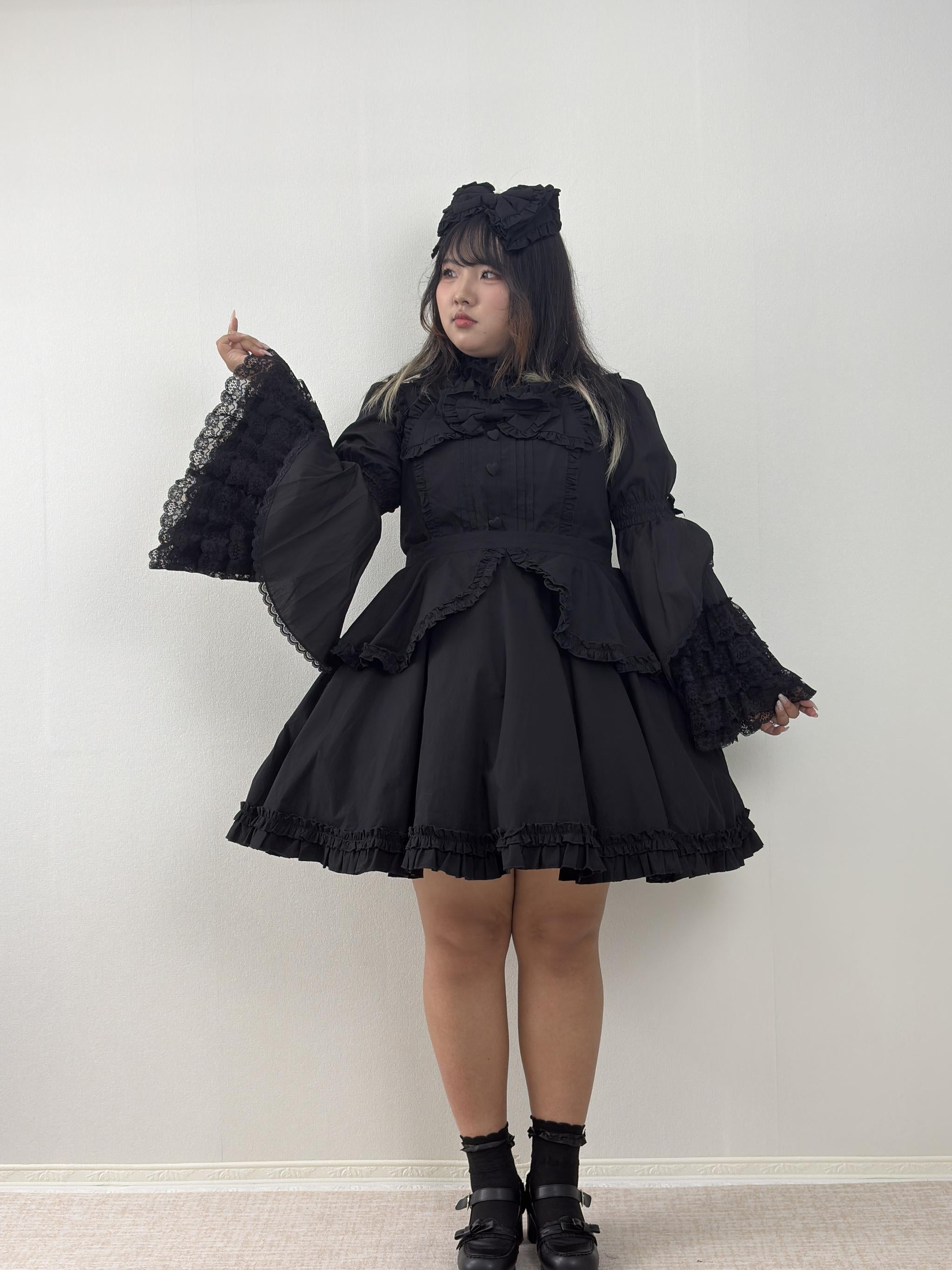 Plus Size Cotton Lolita Blouse, Princess Lace Sleeves 45596:865070